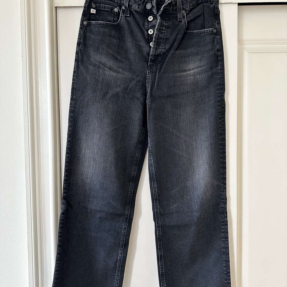 Ag Adriano Goldschmied Black Straight Jeans
